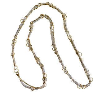 STERLING SILVER & GOLD TWO TONE CIRCULAR STATION 4 STRAND BICEGO STYLE N…